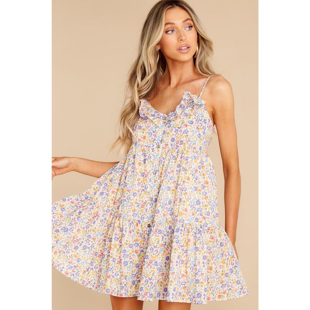 Aura Make It Last Forever Floral Button Up Dress Size S Small Yellow Multi - Picture 9 of 9